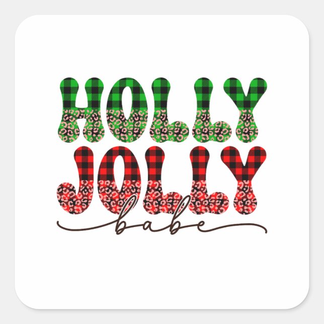 Xmas Gift Holly Jolly Babe Square Sticker (Front)
