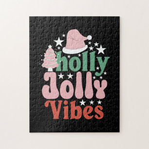 Xmas Gift Holly Jolly Vibes Jigsaw Puzzle