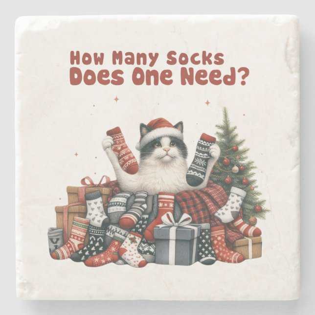 Xmas Gift How Many Socks Does One Need Stone Coaster (Front)