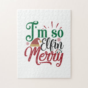 Xmas Gift I Am So Elfin Merry Jigsaw Puzzle