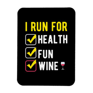 Xmas Gift   I Run For Health Fun Wine Magnet