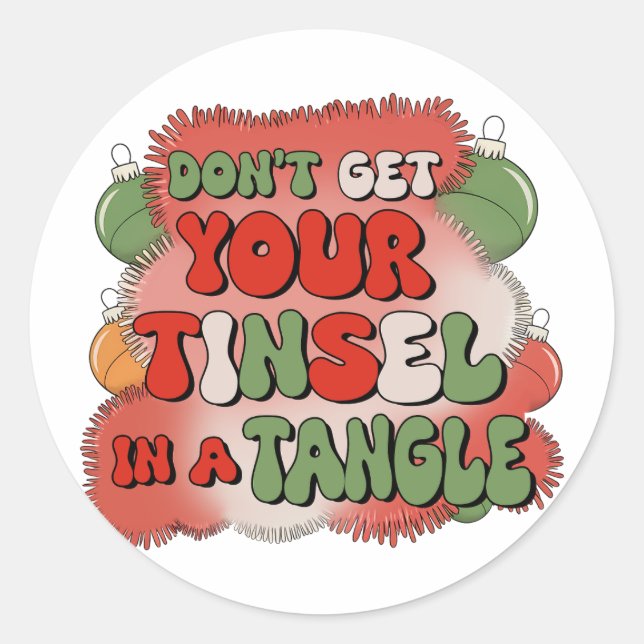 Xmas Gift In A Tangle Classic Round Sticker (Front)