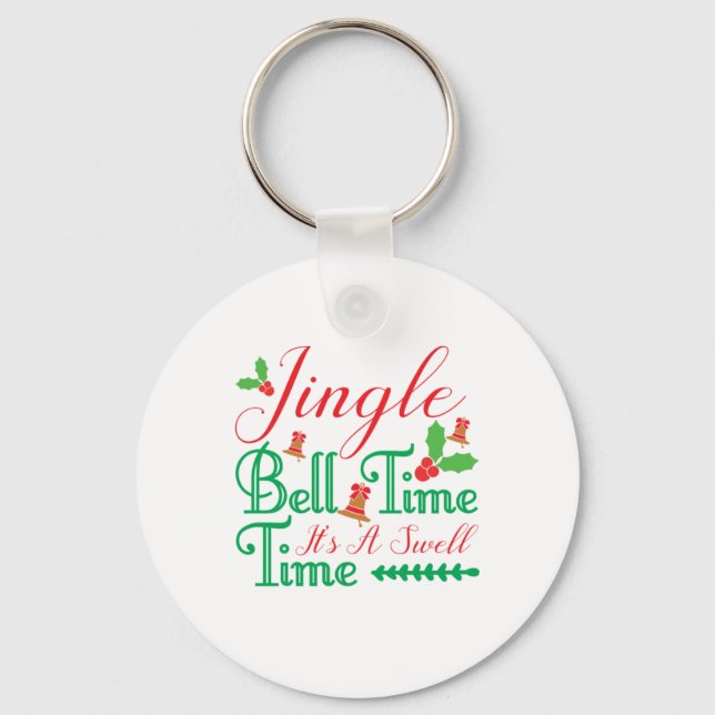 Xmas Gift Jingle Bell Time Keychain (Front)