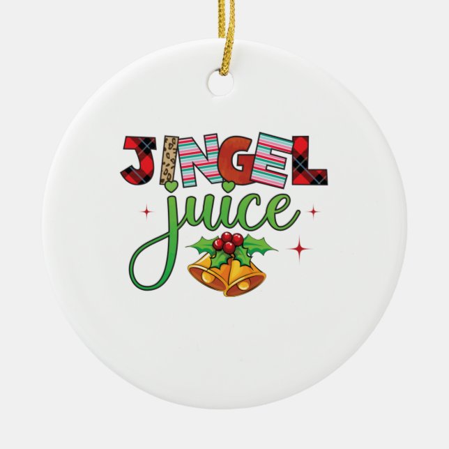 Xmas Gift Jingle Juice Ceramic Ornament (Front)