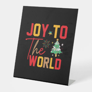 Xmas Gift Joy To The World Pedestal Sign