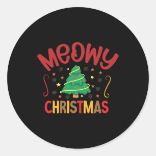 Xmas Gift Meowy Christmas Classic Round Sticker