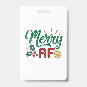 Xmas Gift   Merry AF Cool Sassy Badge