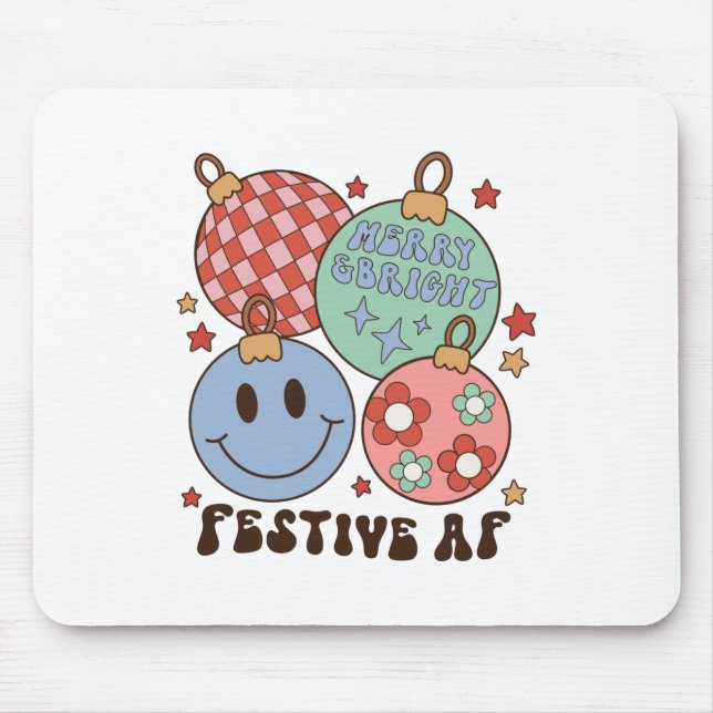 Xmas Gift Merry And Bright Festive AF Mouse Pad (Front)
