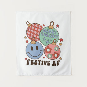 Xmas Gift Merry And Bright Festive AF Tapestry