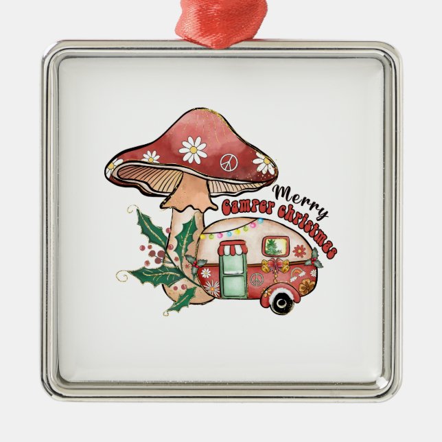 Xmas Gift Merry Camper Xmas Metal Ornament (Front)
