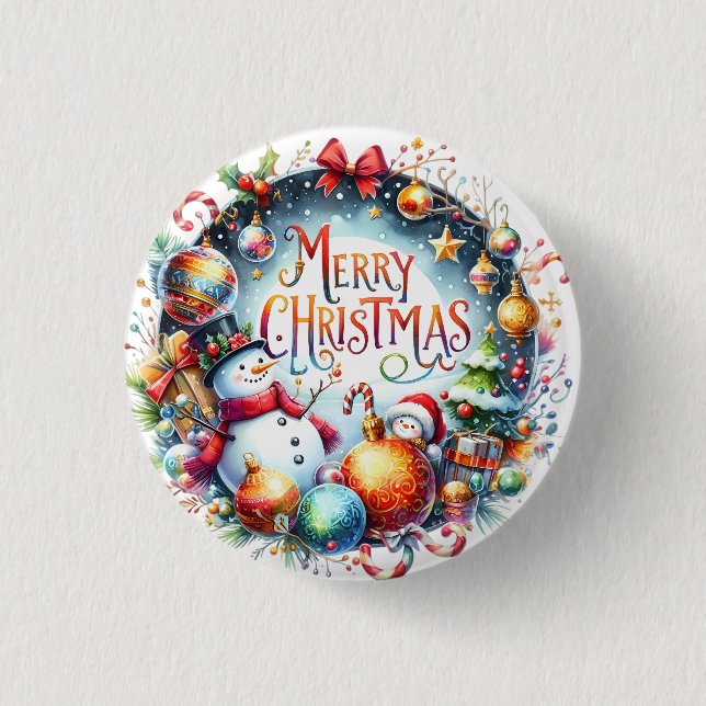 Xmas Gift Merry Christmas 1 Inch Round Button (Front)