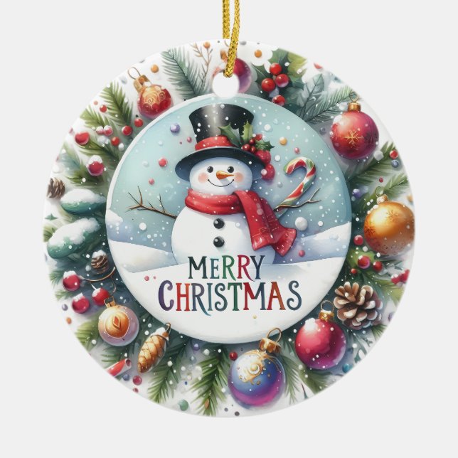 Xmas Gift Merry Christmas Ceramic Ornament (Front)