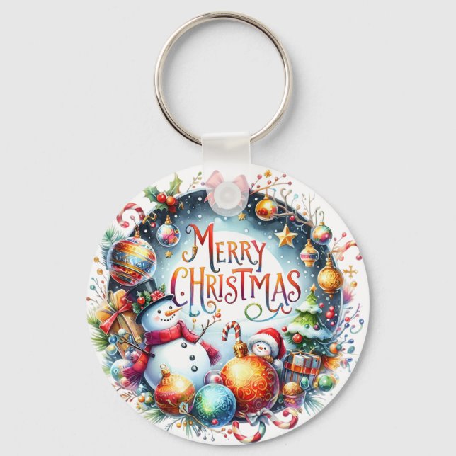 Xmas Gift Merry Christmas Keychain (Front)