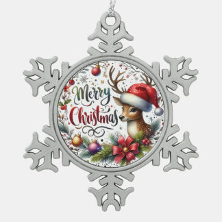 Xmas Gift Merry Christmas Snowflake Pewter Christmas Ornament