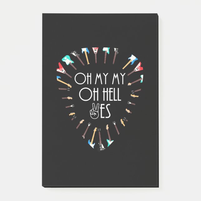Xmas Gift | Oh My Guitar Oh Hell Yes Post-it Notes (Front)