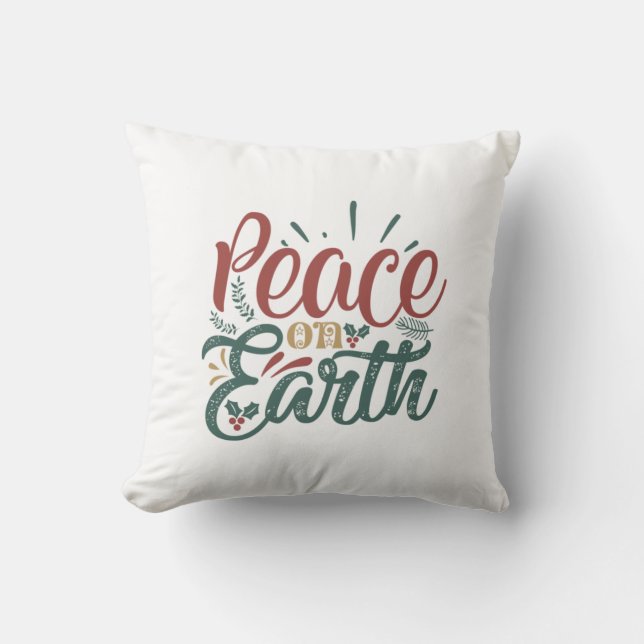 Xmas Gift | Peace On Earth Throw Pillow (Front)
