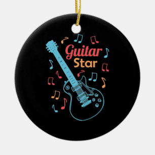 Xmas Gift   Proud Guitarist Star Ceramic Ornament