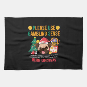 Xmas Gift PUGS The Canine Counsellor Kitchen Towel
