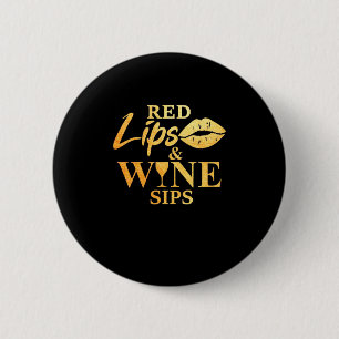 Xmas Gift Red Lips And Wine Sips 2 Inch Round Button