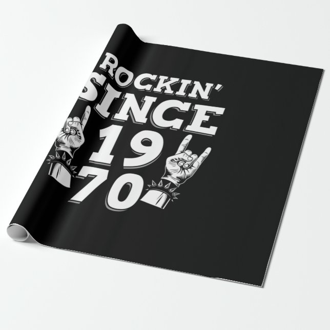 Xmas Gift | Rockin Since 1970 Wrapping Paper (Unrolled)