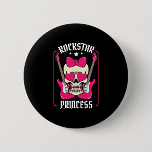 Xmas Gift Rockstar Princess Skull 2 Inch Round Button