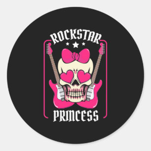 Xmas Gift Rockstar Princess Skull Classic Round Sticker
