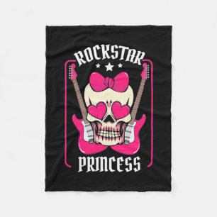 Xmas Gift Rockstar Princess Skull Fleece Blanket