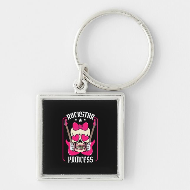 Xmas Gift | Rockstar Princess Skull Keychain (Front)