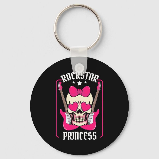 Xmas Gift | Rockstar Princess Skull Keychain (Front)