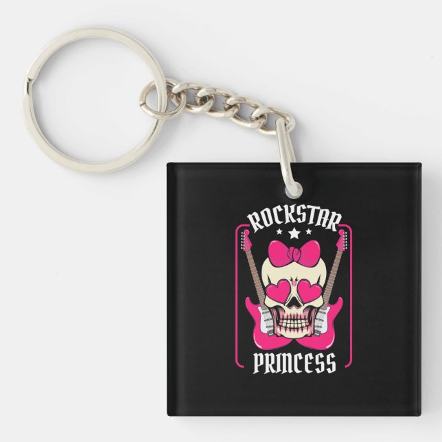 Xmas Gift | Rockstar Princess Skull Keychain (Front)