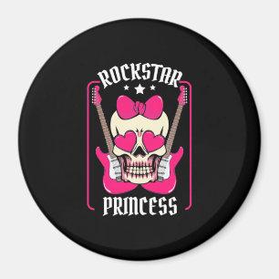 Xmas Gift   Rockstar Princess Skull Magnet