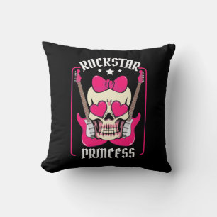 Xmas Gift Rockstar Princess Skull Throw Pillow