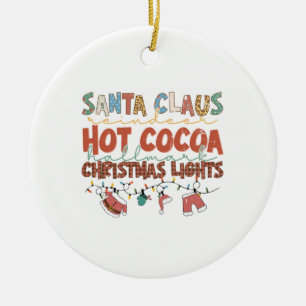 Xmas Gift Santa ClausChristmas Lights Ceramic Ornament