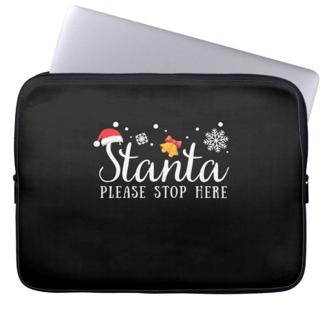 Xmas Gift Santa Please Stop Here Laptop Sleeve (Front)