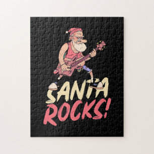 Xmas Gift   Santa Rocks Guitar Jigsaw Puzzle
