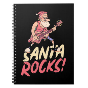 Xmas Gift Santa Rocks Guitar Notebook