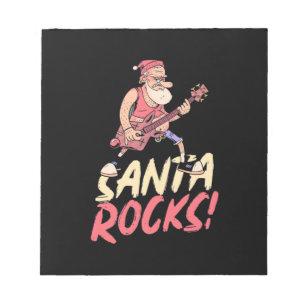Xmas Gift Santa Rocks Guitar Notepad