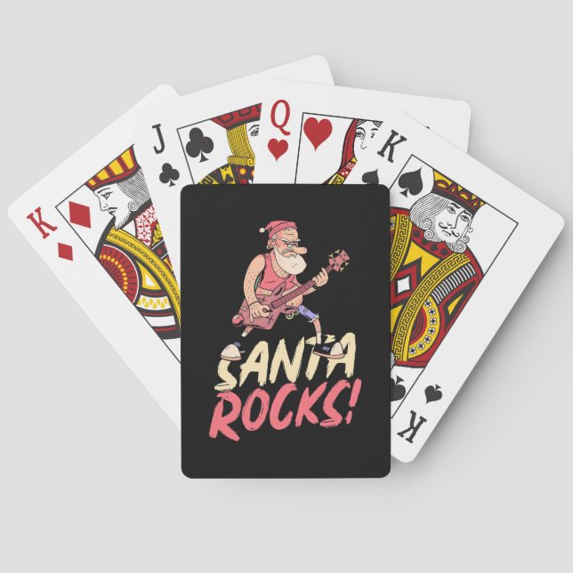 Xmas Gift | Santa Rocks Guitar Playing Cards (Back)