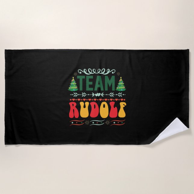 Xmas Gift Team Rudolf Beach Towel (Front)
