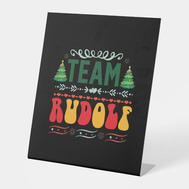 Xmas Gift Team Rudolf Pedestal Sign (Front)