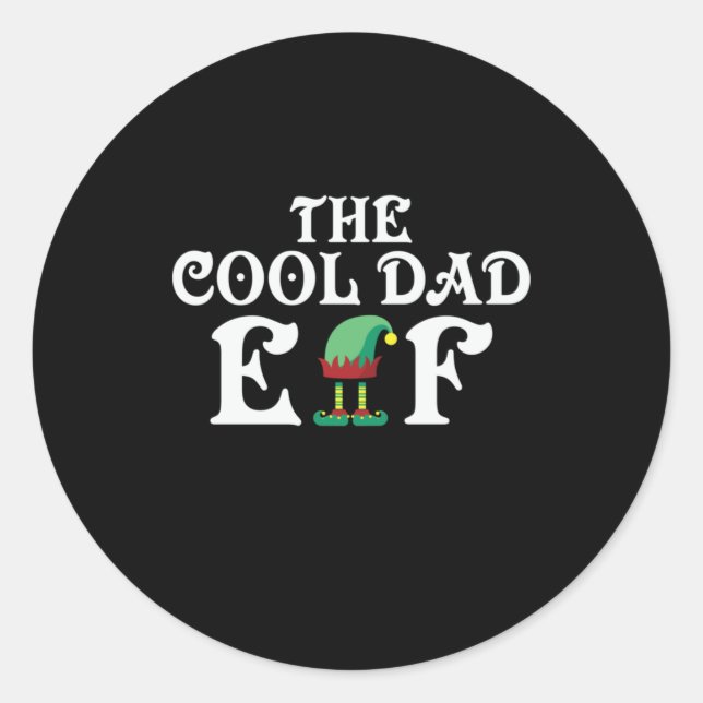 Xmas Gift The Cool Dad Elf Classic Round Sticker (Front)