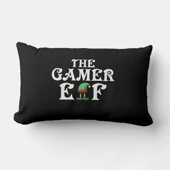 Xmas Gift The Gamer Elf Lumbar Pillow (Front)