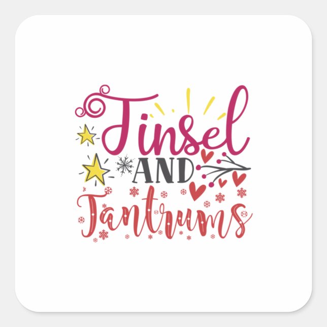 Xmas Gift | Tinsel And Tantrums Square Sticker (Front)