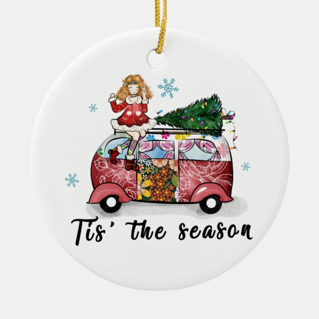 Xmas Gift Tis The Season Ceramic Ornament (Front)