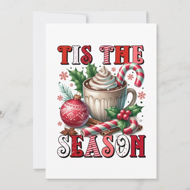 Xmas Gift Tis The Season Hot Cocoa Holiday Card (Front)