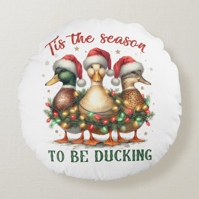 Xmas Gift To be Ducking Round Pillow (Front)