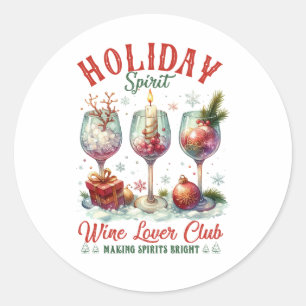 Xmas Gift Wine Lover Club Classic Round Sticker