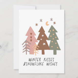Xmas Gift Winter Kisses and Snowflake Wishes Holiday Card