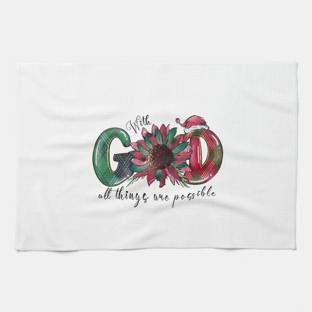 Xmas Gift With God All Things Are Possible Kitchen Towel (Horizontal)