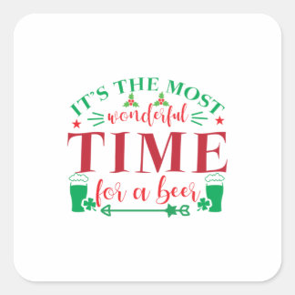 Xmas Gift Wonderful Time For A Beer Square Sticker